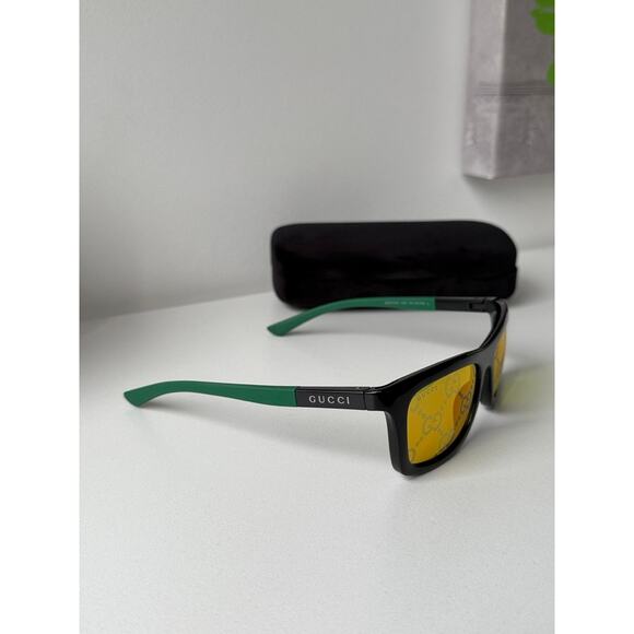 NEW Gucci GG1735S Black Orange GG Logo Lens Mask Sunglasses